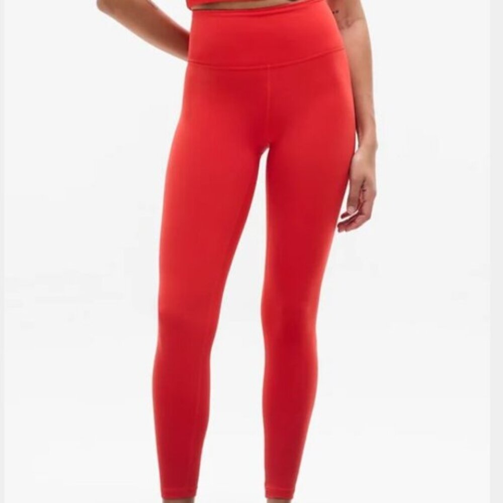 Athleta Womens Red Salutation Stash Compression High Rise Leggings Size 1X